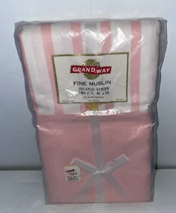 Federe Grand-Way Standard Rosa Riga Olandese Vintage Cotone Mussola - Foto 1 di 5