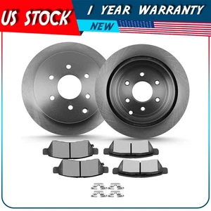 Rear Brake Rotors Ceramic Pads For Nissan 2005- 2015 Xterra 2005- 2019 Frontier - Picture 1 of 16