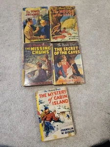 Hardy Boys Lot 5 Early Titles W Yellow Dust Jackets Tan Brown Covers HC/DJ 1-8 - Picture 1 of 11