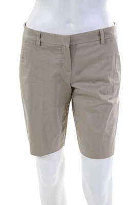 Pantalones cortos Theory para mujer de algodón con cremallera marrón talla 2 Foto 1 de 4