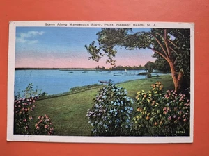 Point Pleasant Beach, Nueva Jersey Escena a lo largo del río Manasquan - Postal temprana - Imagen 1 de 2