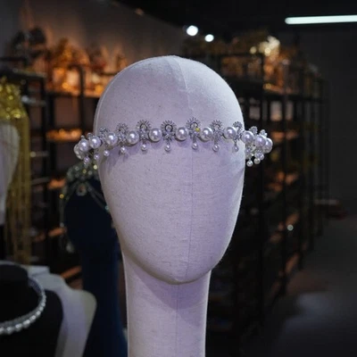 Fashion new Princess Zircon Wedding Tiaras Crowns Pearls Bridal Hair Accessory - Image 1 of 4