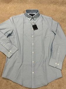 Mizzen Main Shirt Mens Medium Leeward Trim Fit Long Sleeve Button Blue Geometric - Picture 1 of 10