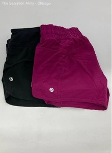 Lululemon Womens Black Pink Run Speed Up High Rise Athletic Shorts Sz 6 Lot Of 2 - Picture 1 of 8