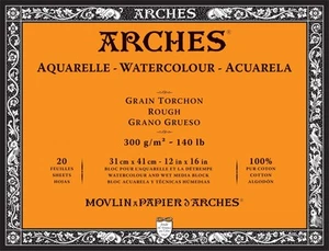 Arches Aquarelle Rough Watercolor Block 12"X16"- 140lb, 20 Sheets (Pack of 1) - Picture 1 of 1