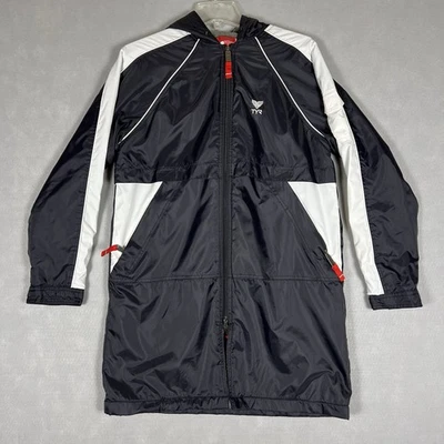 TYR Parka Alliance Team Natación Calentamiento Forrado en Vellón Capucha Negro y Blanco Juvenil Grande Foto 1 de 4