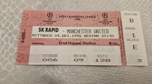BIGLIETTO ROSA STUB-SK RAPID VIENNA V MANCHESTER UNITED- CHAMPIONS LEAGUE- 1996 - Foto 1 di 1