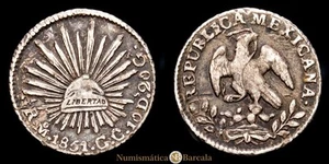 México 1/2 Real (1,67g) 1851 México G·C KM-370,9 MBC+ - Picture 1 of 3