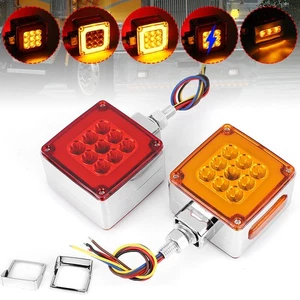 2X 3 pulgadas LED Cuadrado Doble Cara Montaje Pedestal Guardabarros Señal de Giro Luz Rojo/Ámbar - Imagen 1 de 11