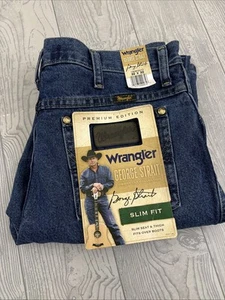 Wrangler George Strait Jeans Premium Men’s 32x32 Blue SLIM Fit Cotton Denim NWT - Picture 1 of 10