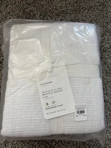 2 Pottery Barn Belgisches Flachs Leinen Waffelmuster Standard Kissenbezüge weiß NEU - Bild 1 von 1
