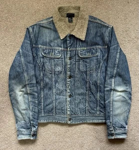 Diesel Denim Button Up Light Wash Sherpa Lined Jacket Mens Size Large - Picture 1 of 16