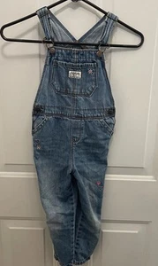 Oshkosh B'gosh Denim Toddler Vestbak Dungarees Overalls 5T Embroidered Floral - Picture 1 of 9