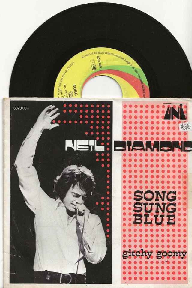 NEIL DIAMOND SONG SUNG BLUE 1972 SINGLE FROM BELGIUM, DIFFERENT PIC SLEEVE - Image 1 of 1