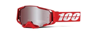Maschera occhiali cross 100% Armega war red hiper silver a specchio - Picture 1 of 1