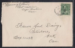 Canada - Jan 25, 1927 Port Morien, NS Split Circle on Domestic Cover - Picture 1 of 1