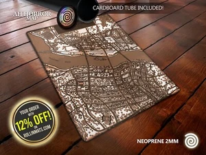 Arkham Map Playmat – for Lovecraftian Lovers/ Board Games ( Arkham Horror ) - Imagen 1 de 10