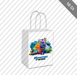 10 Monster at Work Labels on Kraft Gift Bags Birthday Party Favor 5.5 x 8 - Picture 1 of 1