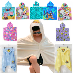 Kids Hooded Poncho Towel Cotton Swimming Bath Beach Quick Dry Changing Robes UK