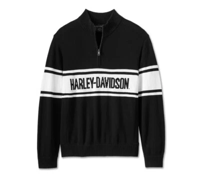 HARLEY-DAVIDSON Harley Davidson Men's 1/4 Zip Sweater Harley Black 96118-25VM