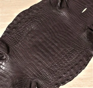 Crocodile skin Leather in Chocolate Color - Picture 1 of 5