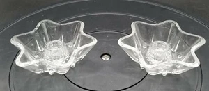 Set di 2 portacandele conico in vetro trasparente vintage a forma di stella 4,5" ancoraggio accovacciato - Foto 1 di 10