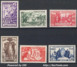 MARTINIQUE SERIE EXPO INTERNATIONALE DE PARIS N° 161/166 NEUF * AVEC CHARNIERE - Picture 1 of 2