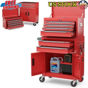 Heavy Duty Rolling Tool Chest 6 Drawers Large Storage Lockable Cabinet on Wheels - Picture 1 of 8
