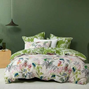 LOGAN MASON PARADISO FOLIAGE & BLOOMS REVERSIBLE DESIGN QUILT COVER SET KING - Picture 1 of 1