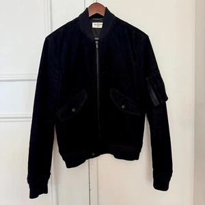 Saint Laurent Paris Suede MA-1 Bomber Jacket Black Size 48 - Picture 1 of 6