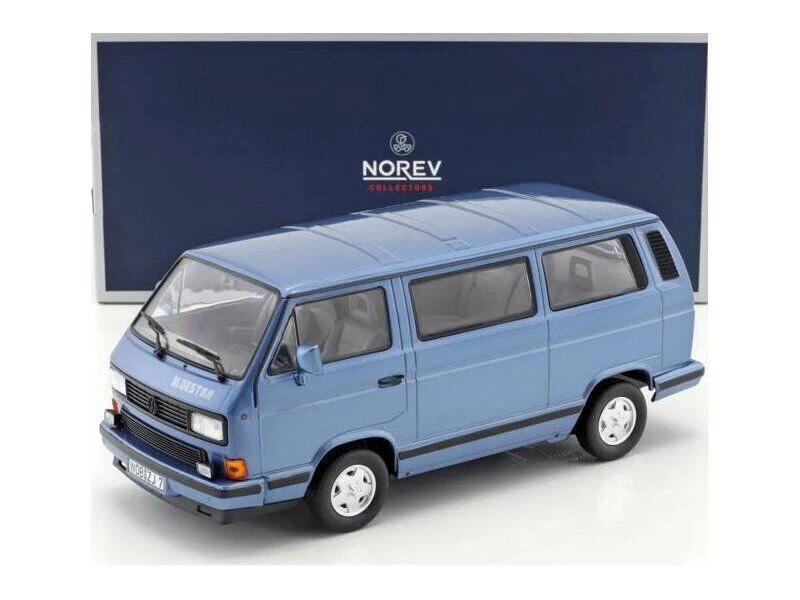 Modèle 1 18 Volkswagen VW T3 Bus Blue Star 1990 Bleu Métallique NOREV 188540