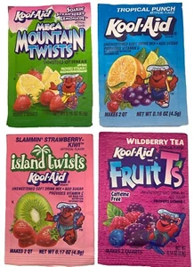 Kool Aid Flavors 4 Pack Mega Mountain Twists, Island Twists, Fruit Ts - Picture 1 of 9