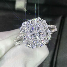 Gorgeous 925 Silver Plated Rings Women Jewelry White Glass Ring 6-10 Simulated