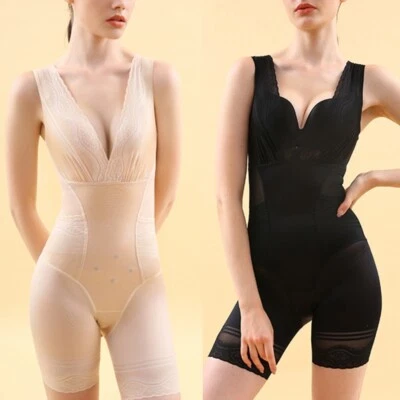 Women Sexy Seamless Shapewear Lace V-Neck Bodysuit Tummy Control Butt Lifter — 第 1/4 张图片