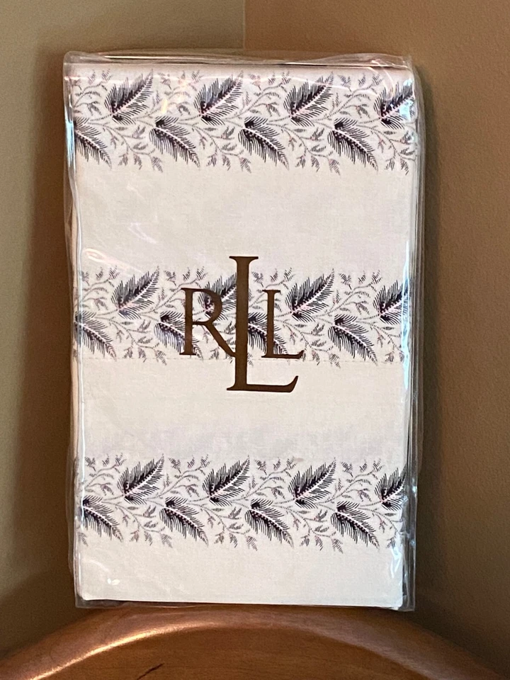 RALPH LAUREN Black WINTER COTTAGE Leaf STANDARD PILLOWCASES