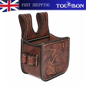 TOURBON Leather Cartridge Waist Pouch Ammo Belt Holster Trap/Skeet Bag Shooting - Picture 1 of 21