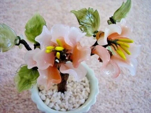 Collectable Chinese Glass Bonsai tree ,2 large flowers, ornament. - Picture 1 of 6