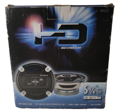 Altavoces de audio HD Scosche 5,25” 200 vatios 40 vatios por automóvil NOS 2011 NUEVO EN CAJA HD5253 2x  Foto 1 de 4