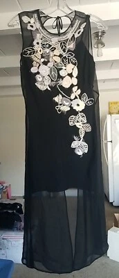 Vestido Floral Vintage Arden B Seda Psicodélico Midi Bordado a Mano Talla S/ NUEVO  Foto 1 de 4