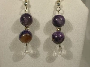 Charoite  Dangle Earrings - Picture 1 of 1