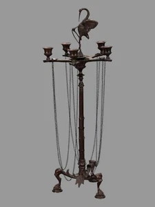 Antiker viktorianischer 23 Zoll Metallguss Kandelaber mit 5 Lichtern und figürlichem Reiher - Bild 1 von 14