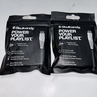 2 X Skullcandy Micro USB to USB Charging Cable 4ft Phone Electronics C1 - Image 1 of 2