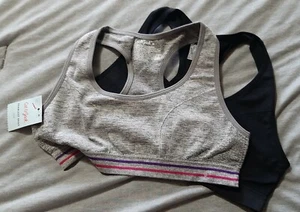 Nuevo con etiquetas Juego de 2 sujetadores deportivos Cat & Jack gris/negro talla mediana 10 - Imagen 1 de 2