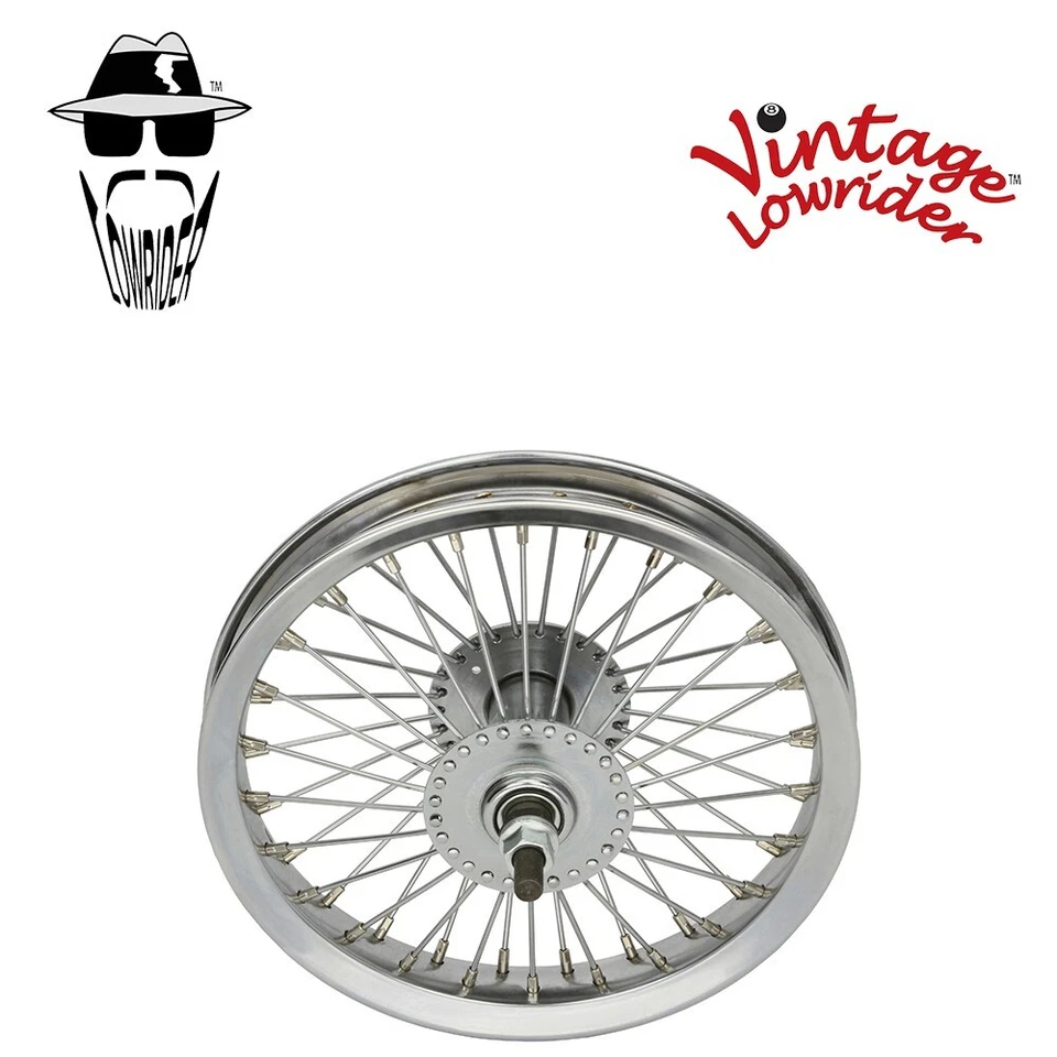 BICICLETA LOWRIDER VINTAGE 12" 52 radios rueda delantera 14G cromada. Foto 1 de 1