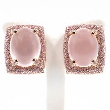 84.60ctSapphire and Rose Quartz 925 Sterling Sliver Earring in Rose Gold Plated
