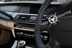 FITS AUDI A4 B7 PERFORATED LEATHER STEERING WHEEL COVER ROYAL BLUE DOUBLE STITCH - Picture 1 of 3
