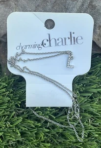 ✅NEW Charming Charlie Letter L Pendant Necklace Clear Rhinestones 17"-19.5" - Picture 1 of 8