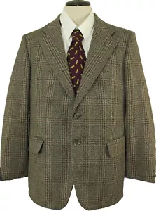 VINTAGE TWEED BRITISH BURTON TAILORED MENS 42" BROWN MIX WINDOWPANE TWEED JACKET - Picture 1 of 13
