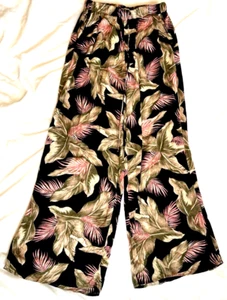 Billabong Wide Leg Pallazzo Pants Womens Tropical Beach Resort Vaca Boho Size M - Picture 1 of 18