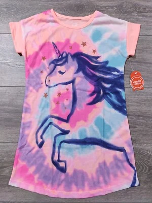 Lindo Vestido de Camisón Wonder Nation Niños Pequeño 6-6X Rosa Tie Dye Unicornio Niñas Foto 1 de 4